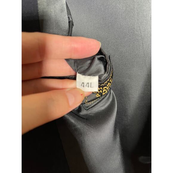 Hart Schaffner & Marx 44L 100% Wool Blazer Gold Buttons Jacket Long Navy Blue - Picture 9 of 9